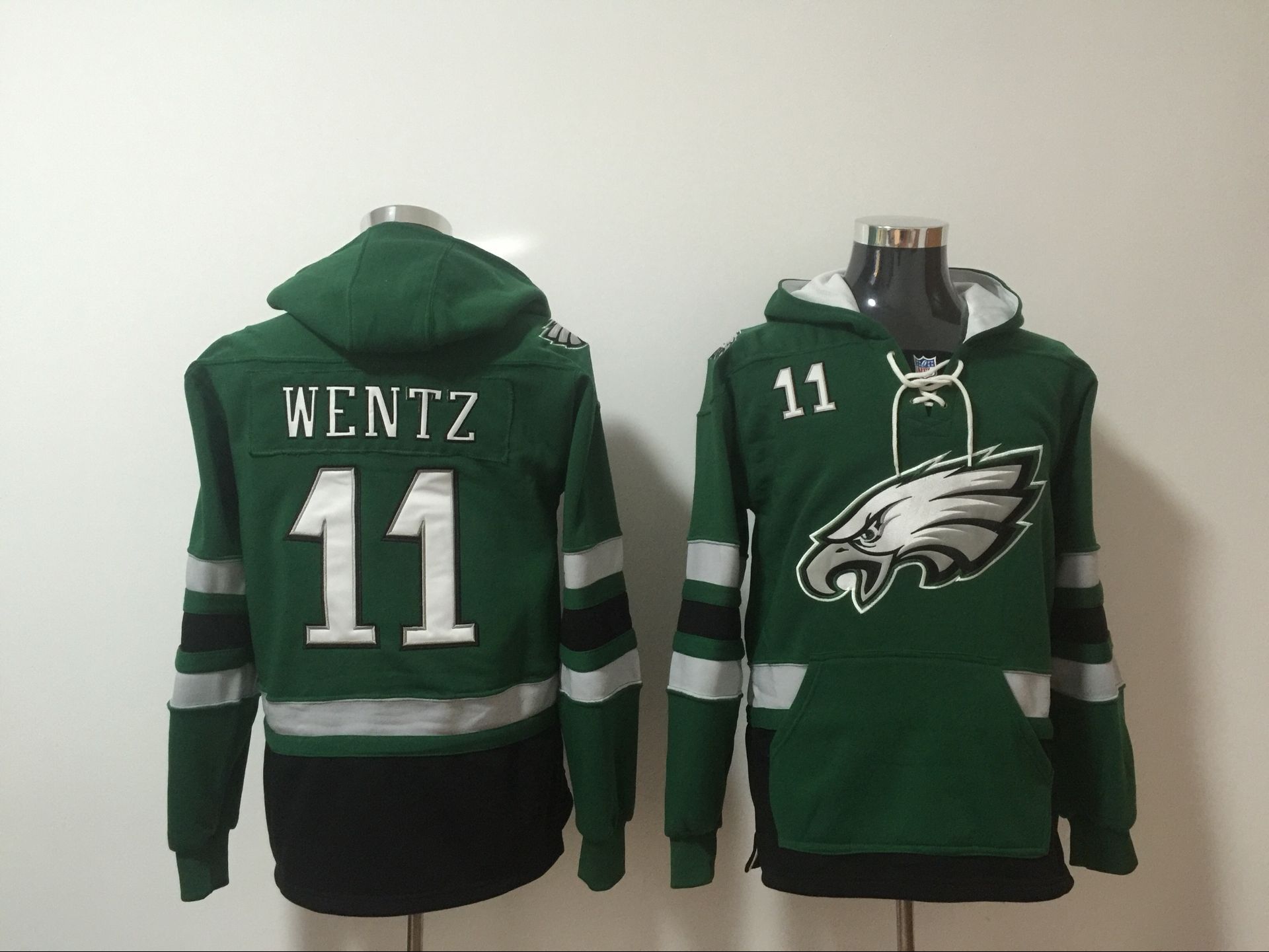 Men NFL Nike Philadelphia Eagles #11 Wentz green Sweatshirts
